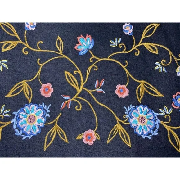 Ann Taylor Loft Skirt Womens 6 Black Floral Embroidered Mini Boho Straight NWT - Picture 2 of 8